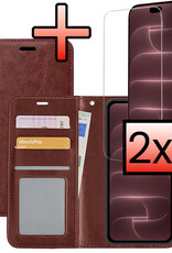 NoXx NoXx iPhone 18 Pro Max Hoesje Bookcase Met 2x Screenprotector - Bruin