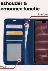 NoXx NoXx iPhone 18 Pro Max Hoesje Bookcase Met 2x Screenprotector - Donkerblauw