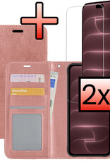 NoXx NoXx iPhone 18 Pro Max Hoesje Bookcase Met 2x Screenprotector - Rose Goud