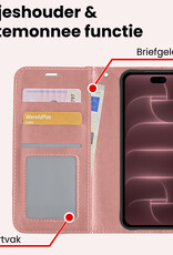 NoXx NoXx iPhone 18 Pro Max Hoesje Bookcase Met 2x Screenprotector - Rose Goud