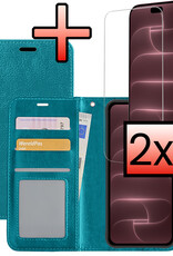 NoXx NoXx iPhone 18 Pro Max Hoesje Bookcase Met 2x Screenprotector - Turquoise