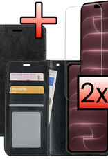 NoXx NoXx iPhone 18 Pro Max Hoesje Bookcase Met 2x Screenprotector - Zwart
