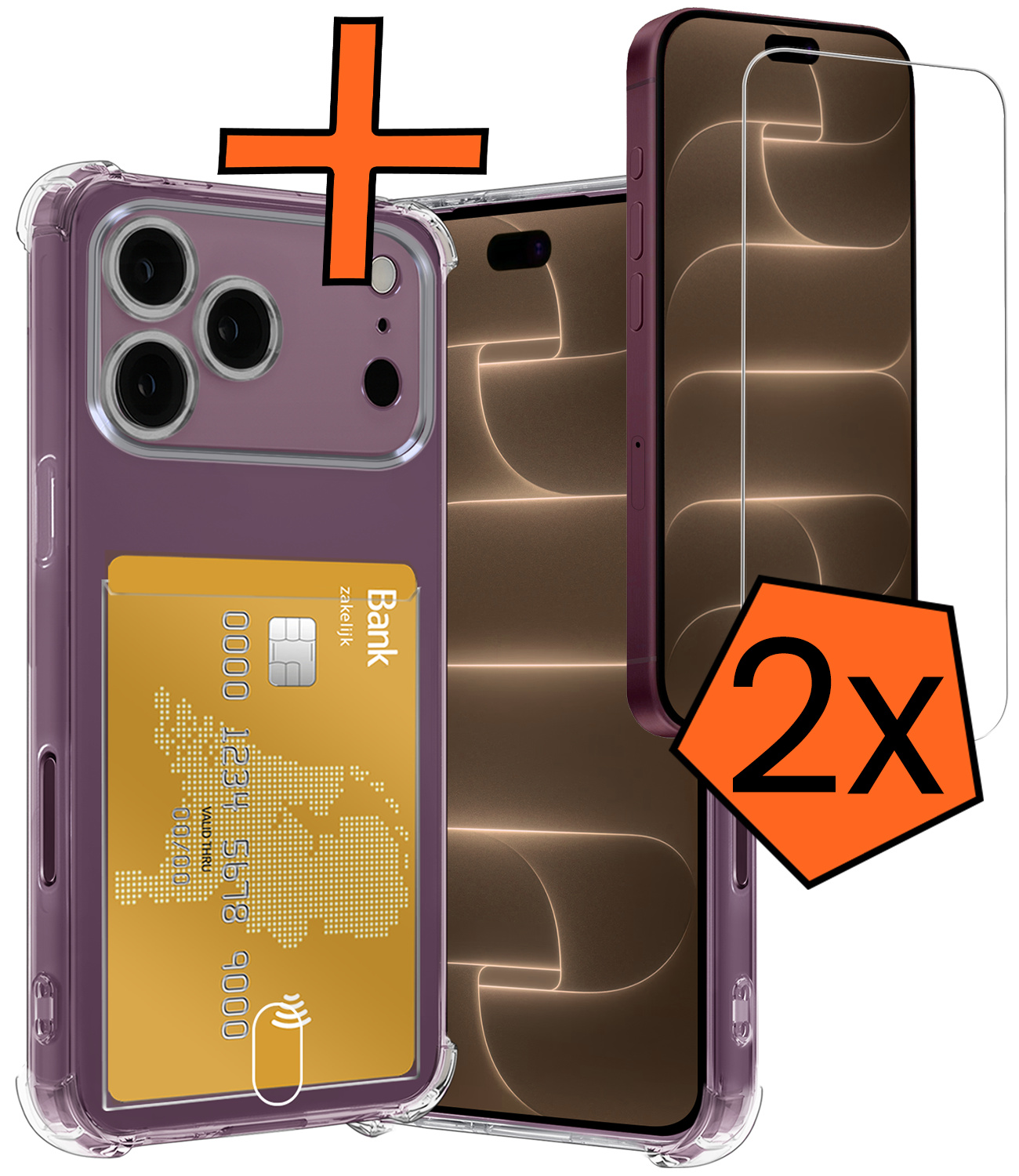 Nomfy Nomfy iPhone 18 Pro Max Hoesje Pashouder Met 2x Screenprotector
