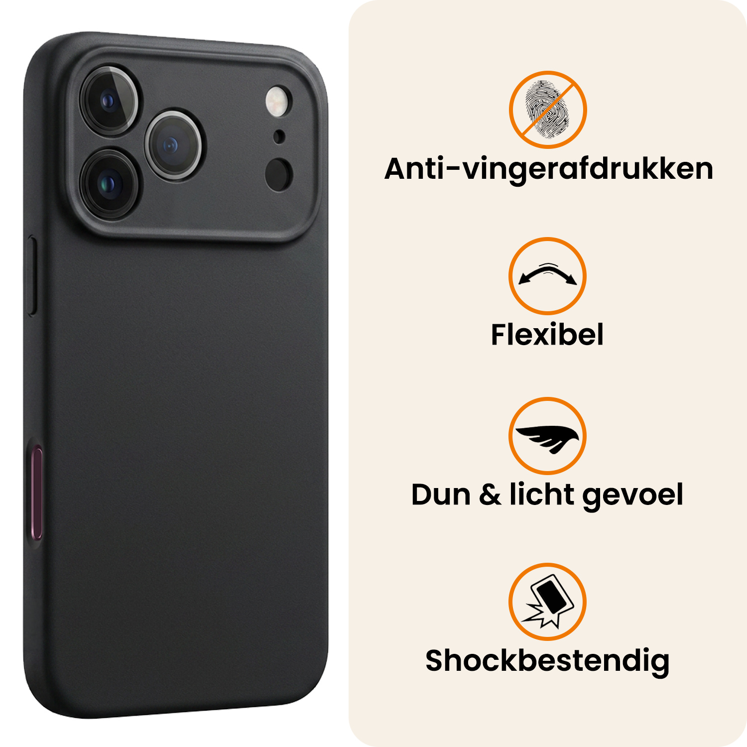 Nomfy Nomfy iPhone 18 Pro Hoesje Siliconen - Zwart