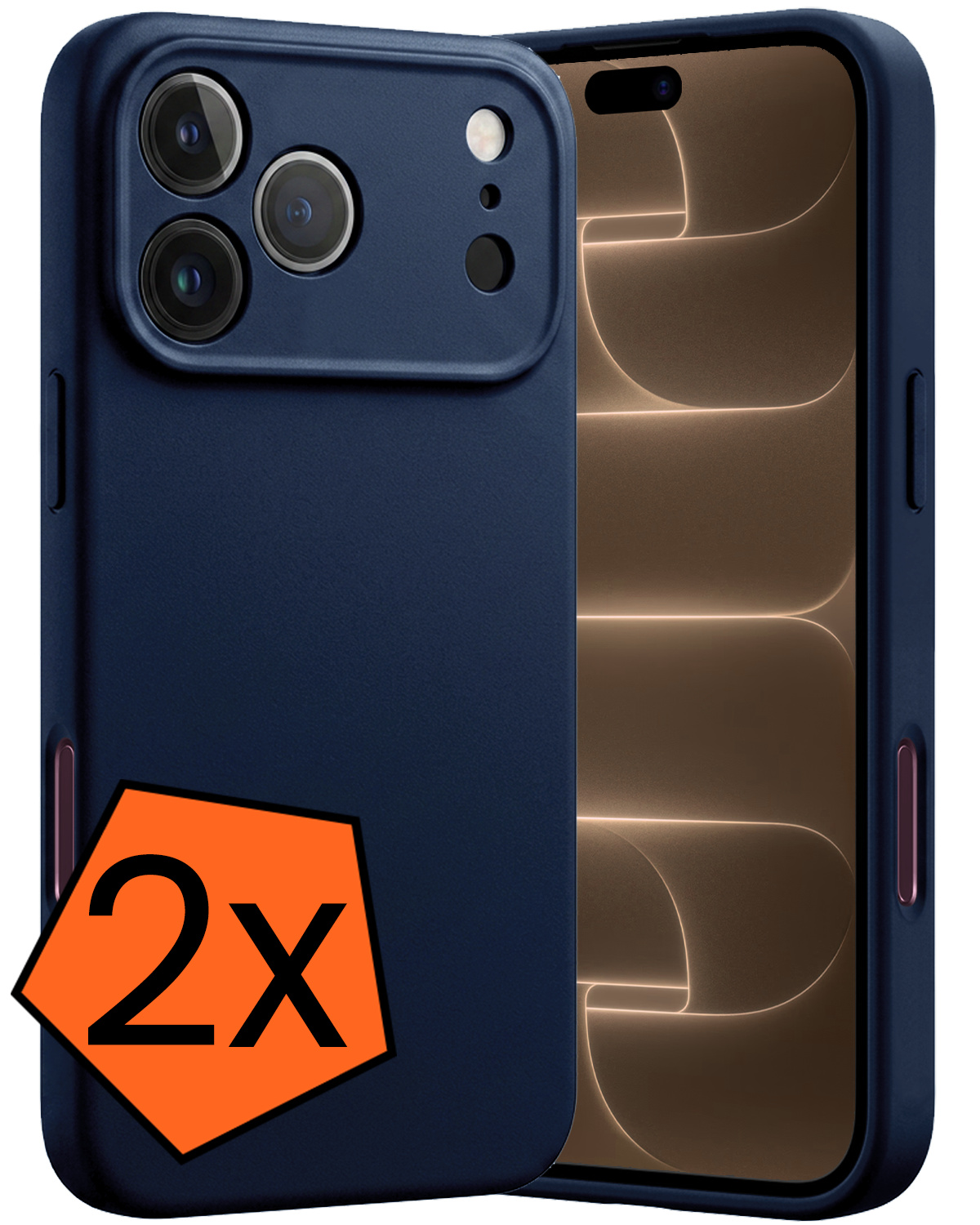 Nomfy Nomfy iPhone 18 Pro Hoesje Siliconen - Donkerblauw - 2 PACK