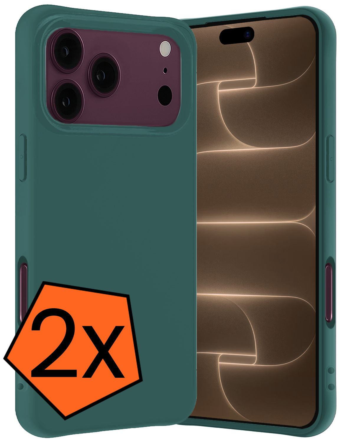Nomfy Nomfy iPhone 18 Pro Hoesje Siliconen - Donkergroen - 2 PACK