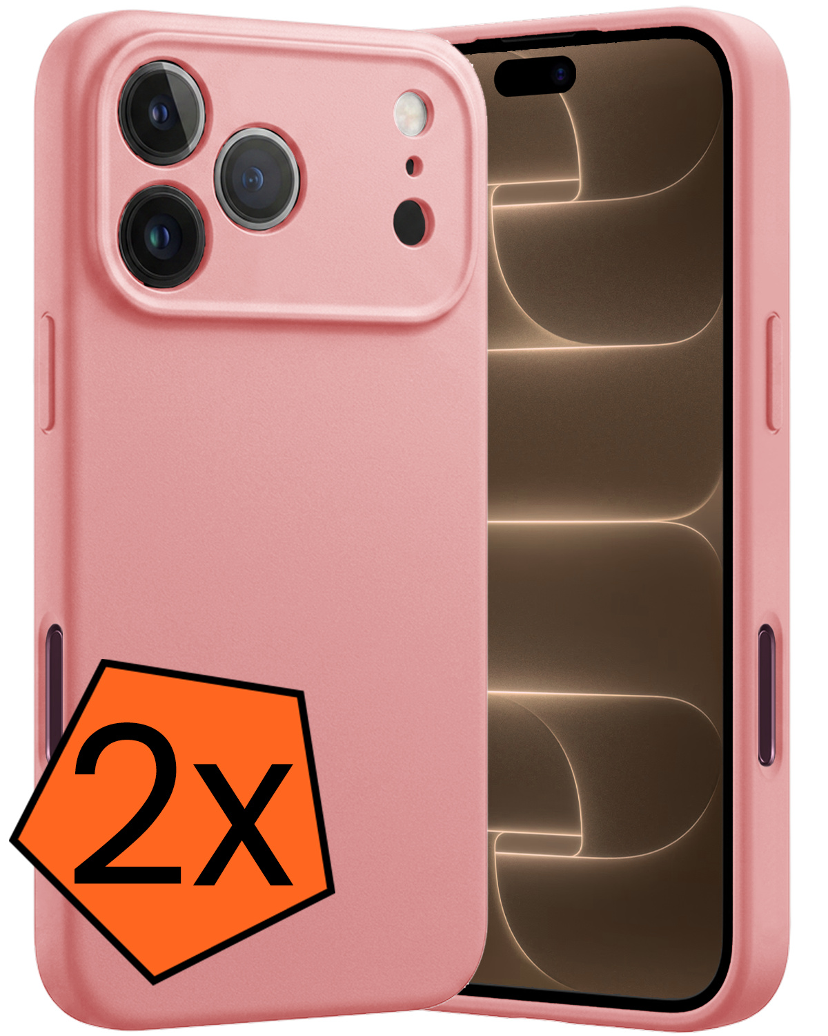 Nomfy Nomfy iPhone 18 Pro Hoesje Siliconen - Lichtroze - 2 PACK