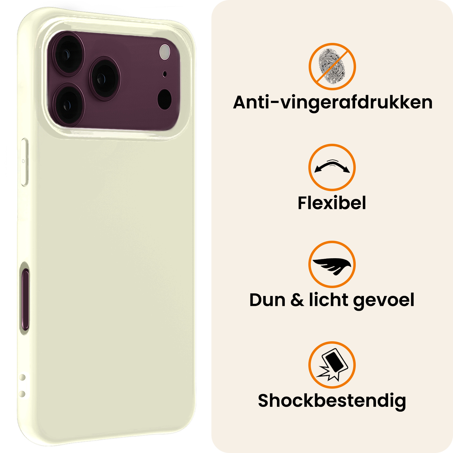 Nomfy Nomfy iPhone 18 Pro Hoesje Siliconen - Wit - 2 PACK