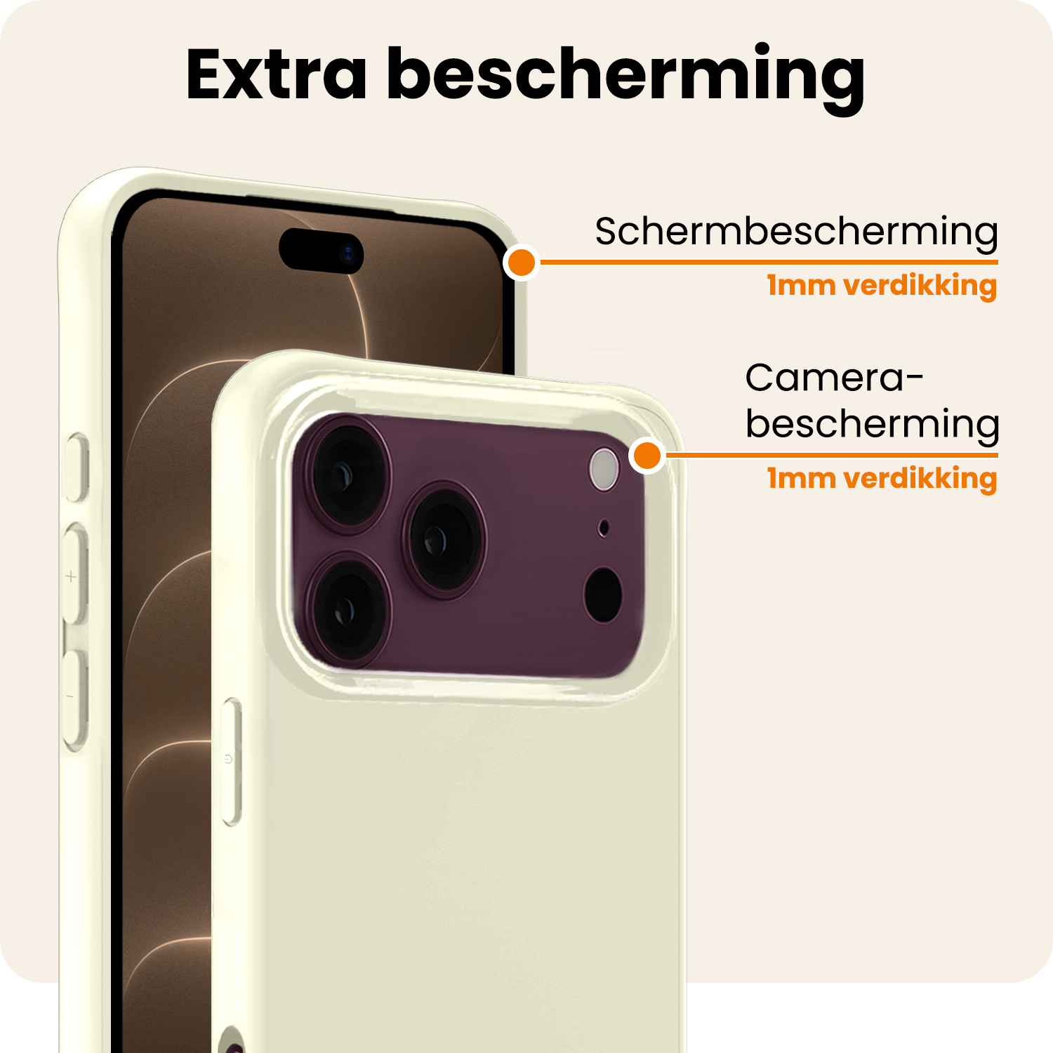 Nomfy Nomfy iPhone 18 Pro Hoesje Siliconen - Wit - 2 PACK