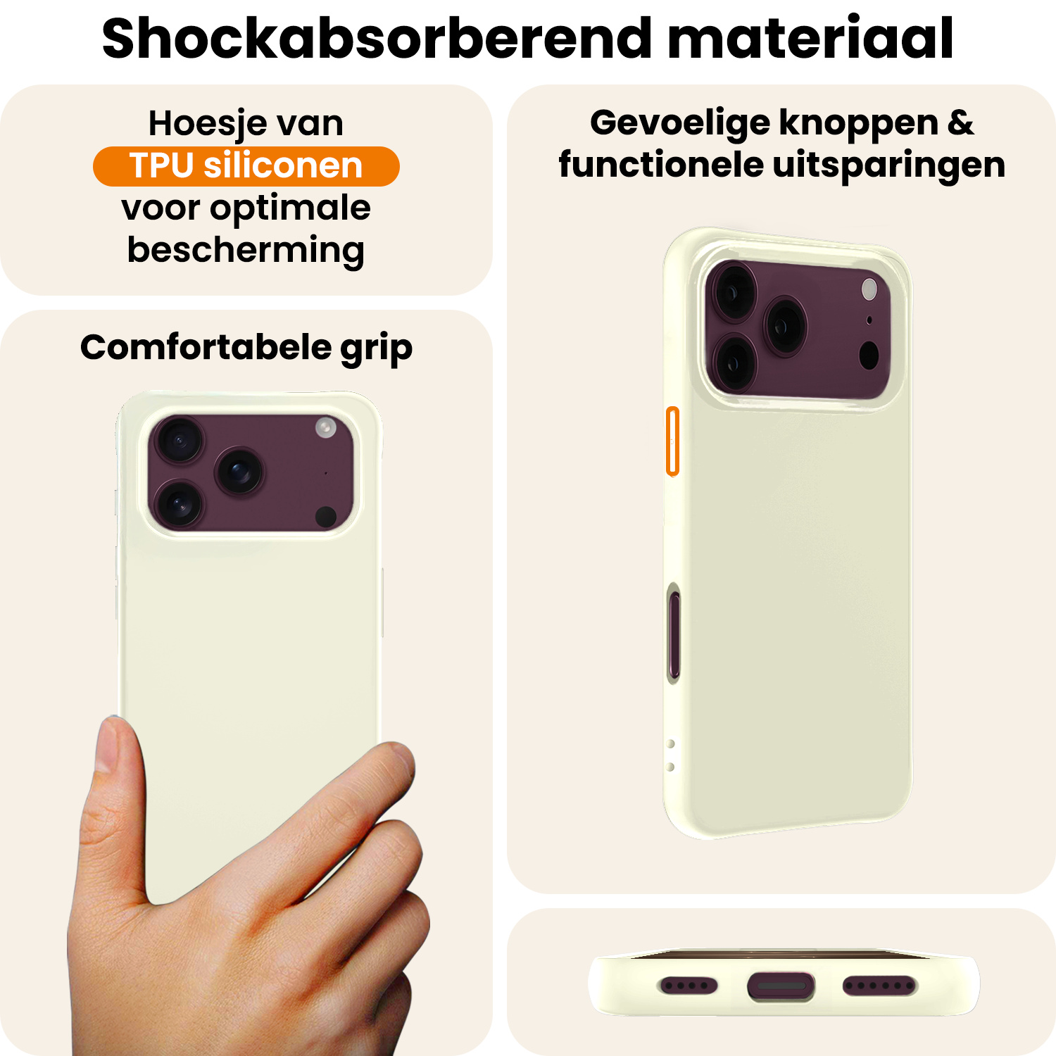 Nomfy Nomfy iPhone 18 Pro Hoesje Siliconen - Wit - 2 PACK