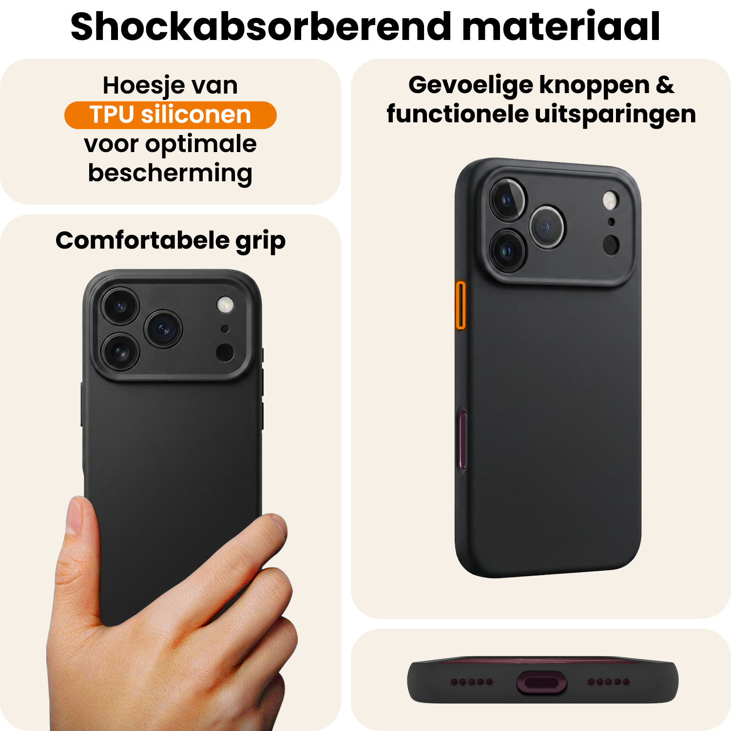Nomfy Nomfy iPhone 18 Pro Hoesje Siliconen - Zwart - 2 PACK