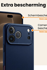 Nomfy Nomfy iPhone 18 Pro Hoesje Siliconen Met Screenprotector Met Dichte Notch - Donkerblauw
