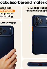 Nomfy Nomfy iPhone 18 Pro Hoesje Siliconen Met Screenprotector Met Dichte Notch - Donkerblauw