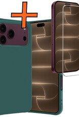 Nomfy Nomfy iPhone 18 Pro Hoesje Siliconen Met Screenprotector Met Dichte Notch - Donkergroen