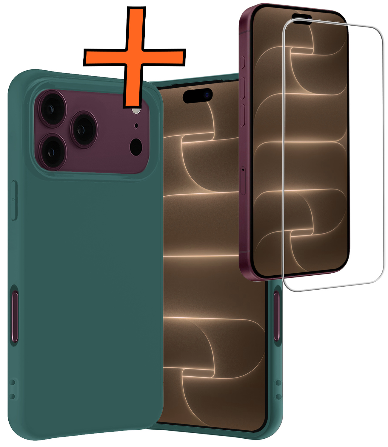 Nomfy Nomfy iPhone 18 Pro Hoesje Siliconen Met Screenprotector Met Dichte Notch - Donkergroen
