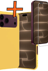 Nomfy Nomfy iPhone 18 Pro Hoesje Siliconen Met Screenprotector Met Dichte Notch - Geel