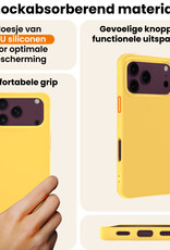 Nomfy Nomfy iPhone 18 Pro Hoesje Siliconen Met Screenprotector Met Dichte Notch - Geel