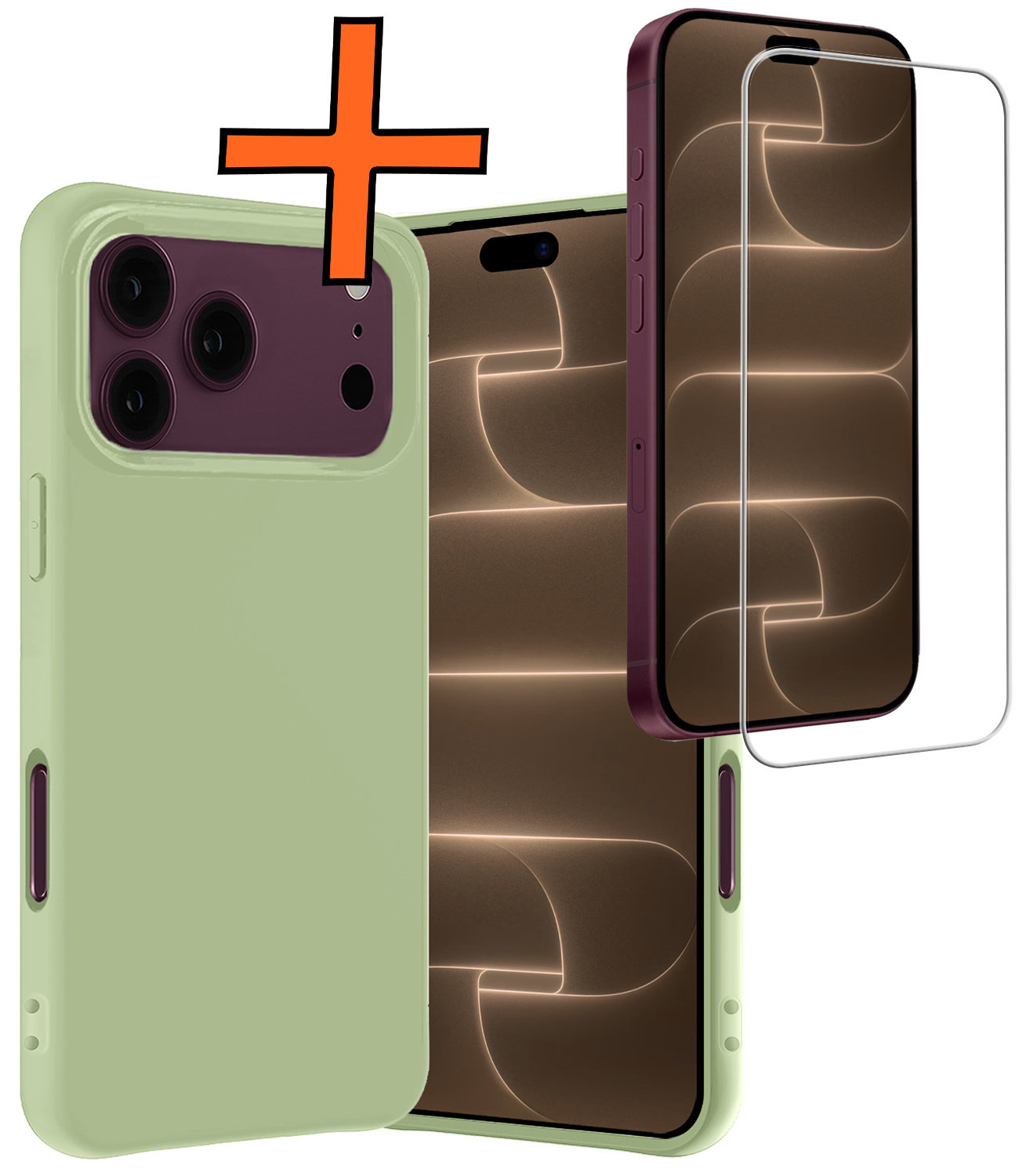 Nomfy Nomfy iPhone 18 Pro Hoesje Siliconen Met Screenprotector Met Dichte Notch - Groen