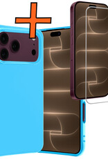 Nomfy Nomfy iPhone 18 Pro Hoesje Siliconen Met Screenprotector Met Dichte Notch - Lichtblauw
