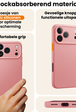 Nomfy Nomfy iPhone 18 Pro Hoesje Siliconen Met Screenprotector Met Dichte Notch - Lichtroze