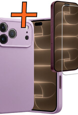 Nomfy Nomfy iPhone 18 Pro Hoesje Siliconen Met Screenprotector Met Dichte Notch - Lila