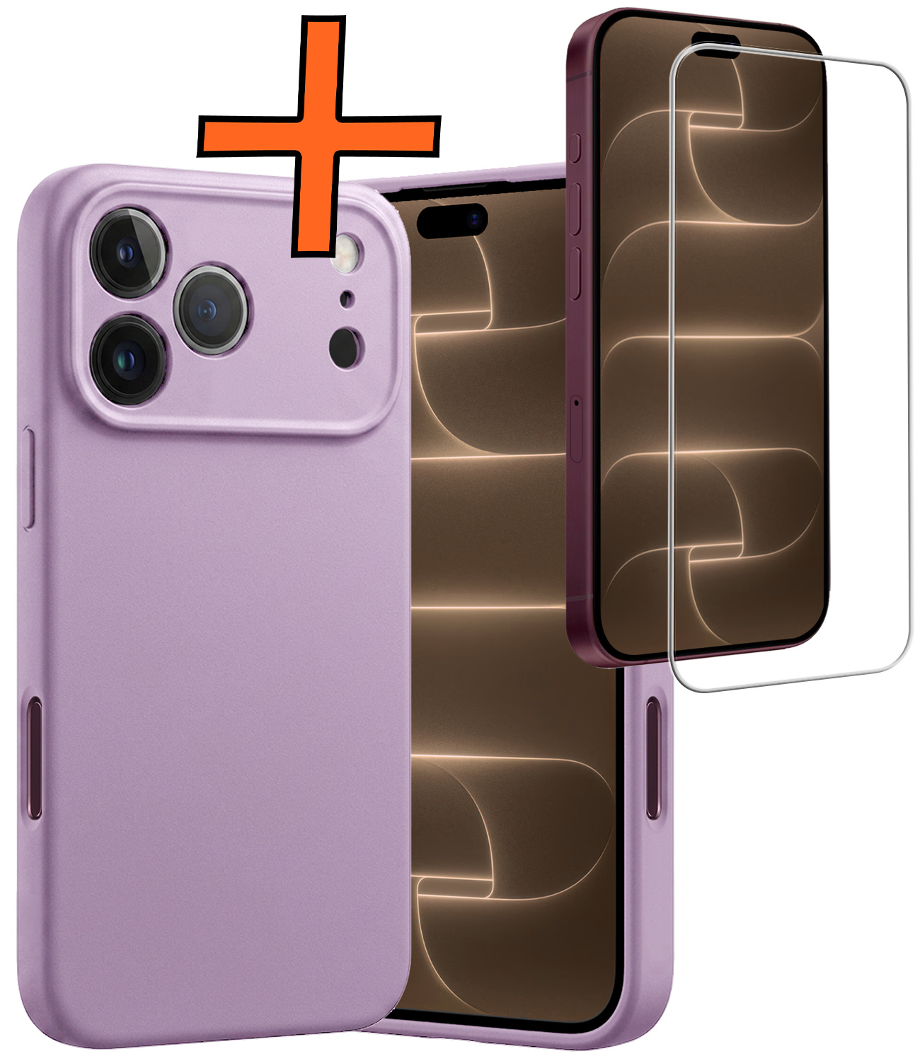 Nomfy Nomfy iPhone 18 Pro Hoesje Siliconen Met Screenprotector Met Dichte Notch - Lila