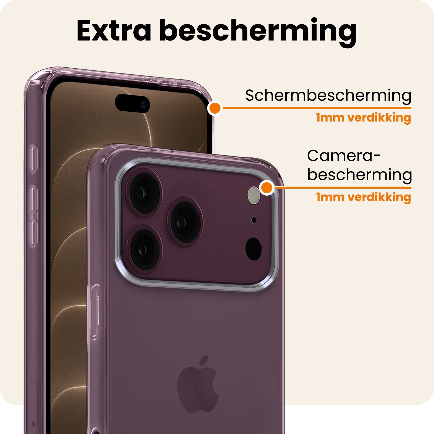 Nomfy Nomfy iPhone 18 Pro Hoesje Siliconen Met Screenprotector Met Dichte Notch - Transparant