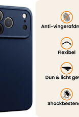 Nomfy Nomfy iPhone 18 Pro Hoesje Siliconen Met 2x Screenprotector Met Dichte Notch - Donkerblauw