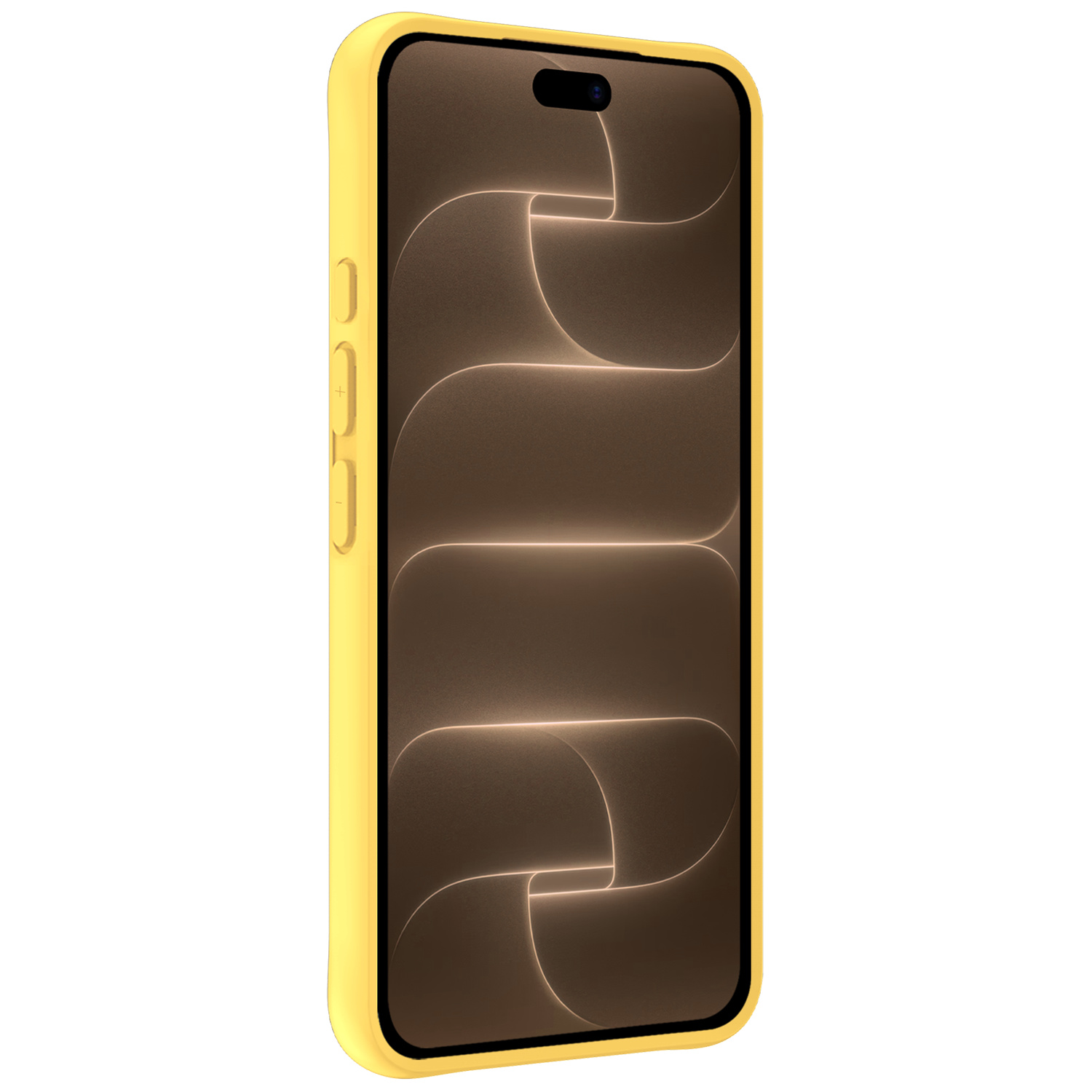 Nomfy Nomfy iPhone 18 Pro Hoesje Siliconen Met 2x Screenprotector Met Dichte Notch - Geel