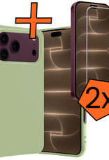 Nomfy Nomfy iPhone 18 Pro Hoesje Siliconen Met 2x Screenprotector Met Dichte Notch - Groen