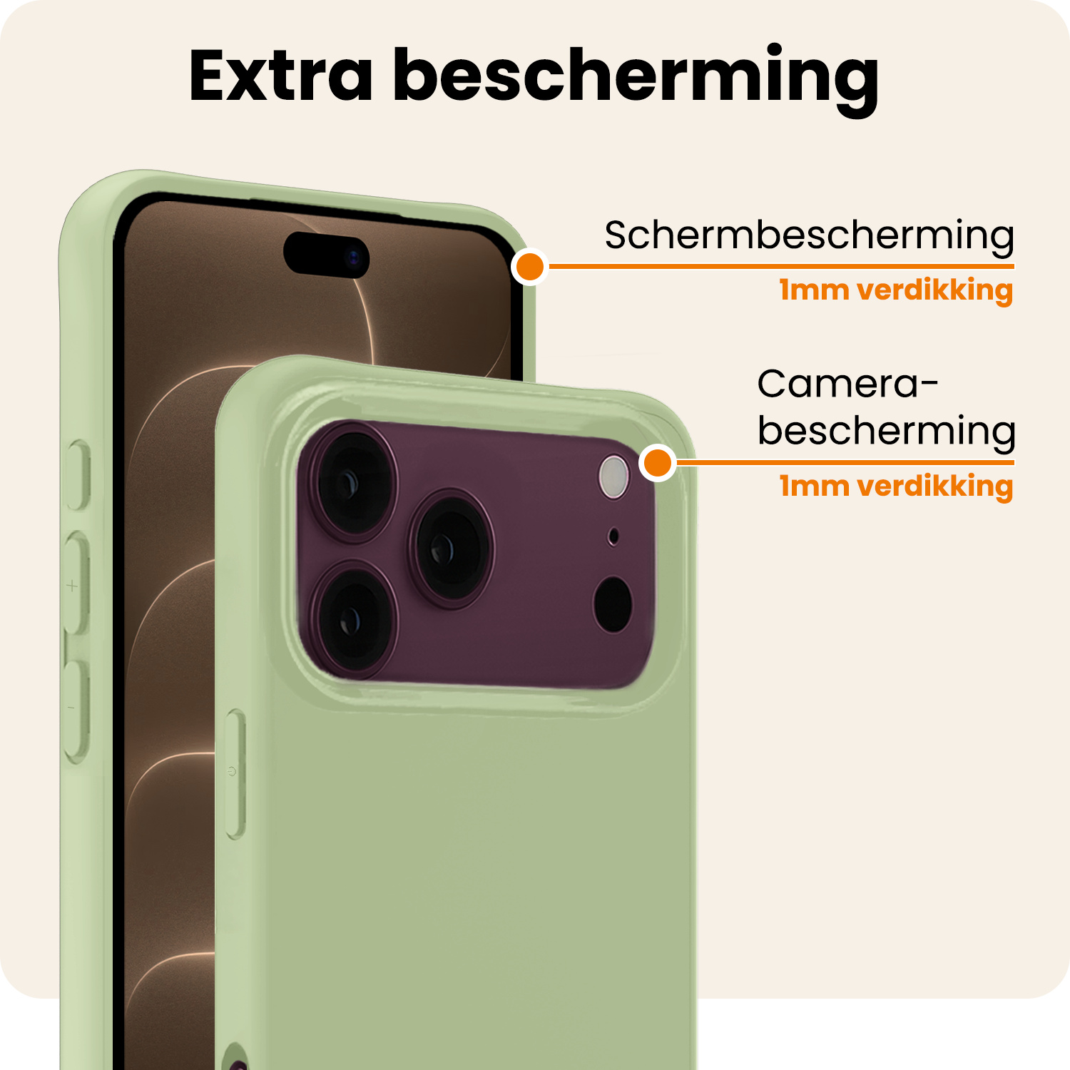 Nomfy Nomfy iPhone 18 Pro Hoesje Siliconen Met 2x Screenprotector Met Dichte Notch - Groen