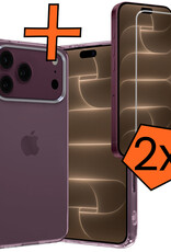 Nomfy Nomfy iPhone 18 Pro Hoesje Siliconen Met 2x Screenprotector Met Dichte Notch - Transparant