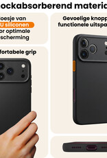 Nomfy Nomfy iPhone 18 Pro Hoesje Siliconen Met 2x Screenprotector Met Dichte Notch - Zwart
