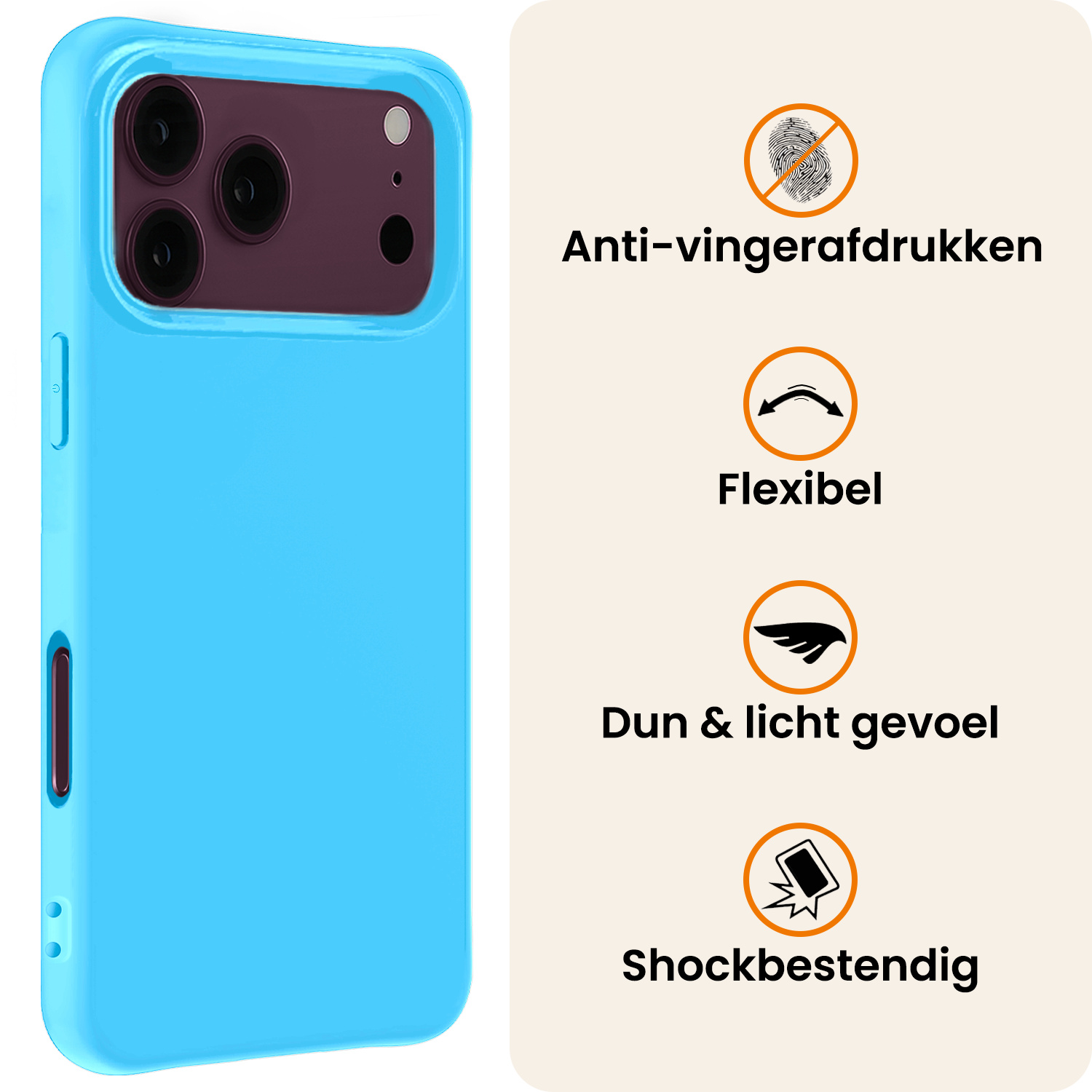 Nomfy Nomfy iPhone 18 Pro Max Hoesje Siliconen - Lichtblauw