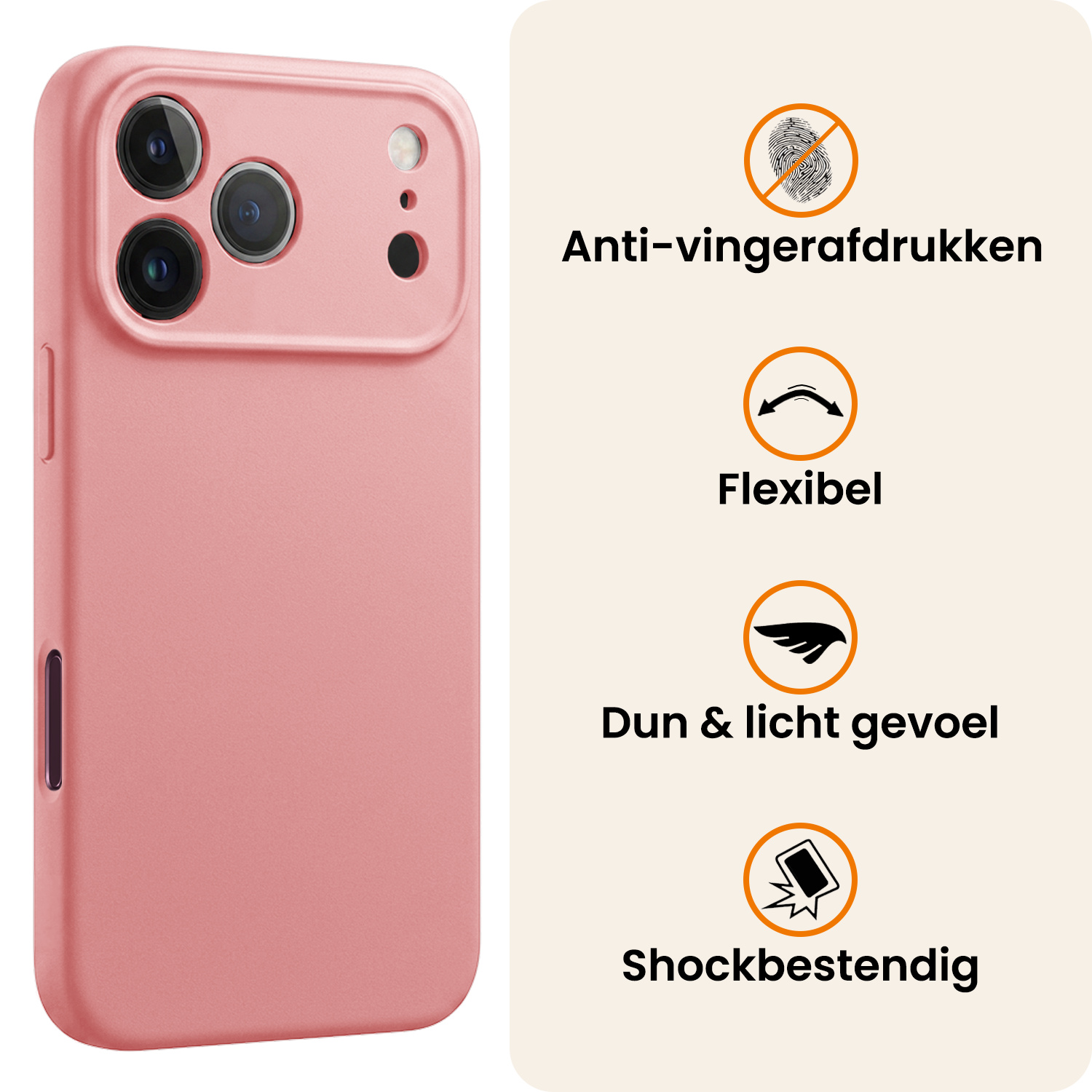 Nomfy Nomfy iPhone 18 Pro Max Hoesje Siliconen - Lichtroze