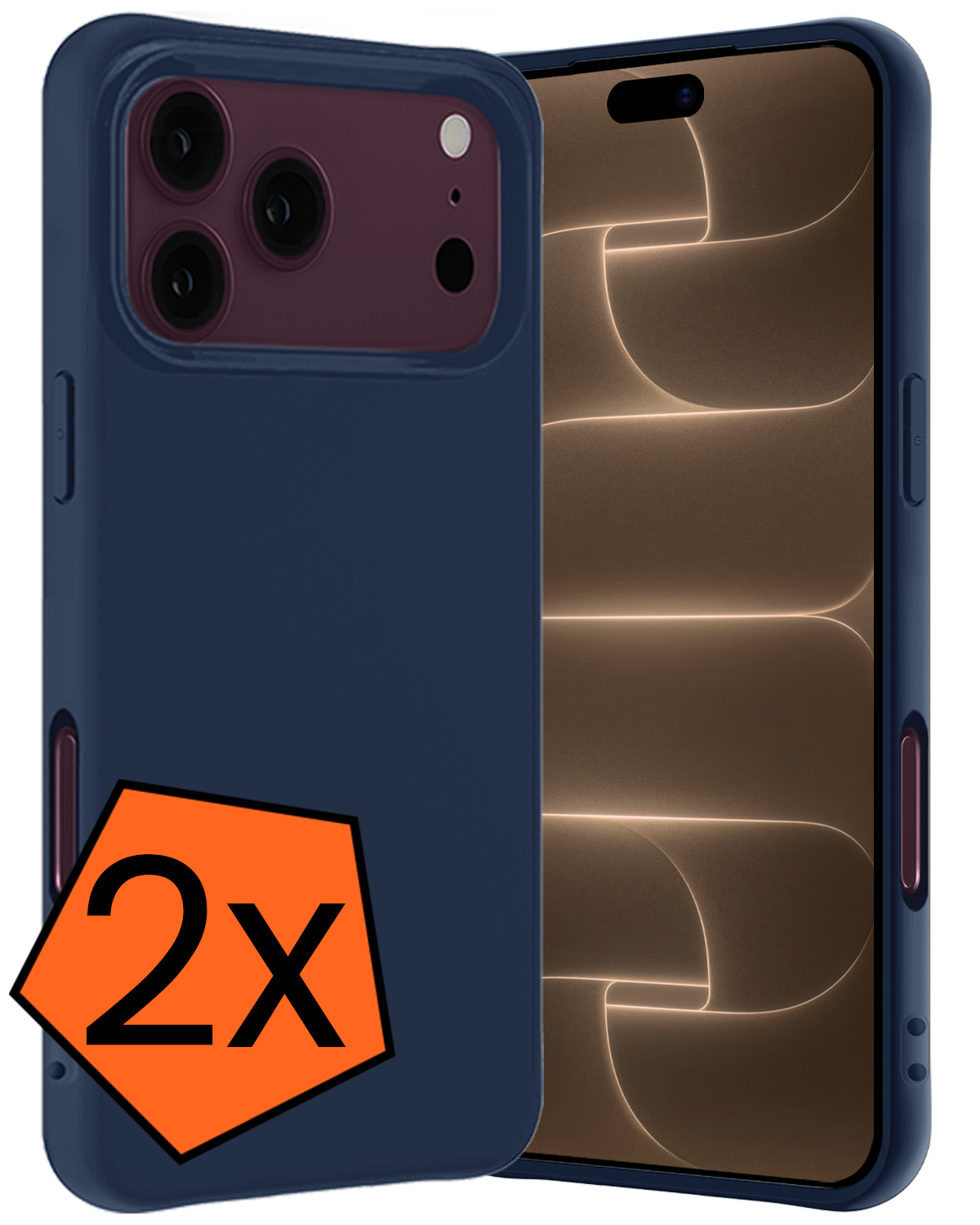Nomfy Nomfy iPhone 18 Pro Max Hoesje Siliconen - Donkerblauw - 2 PACK