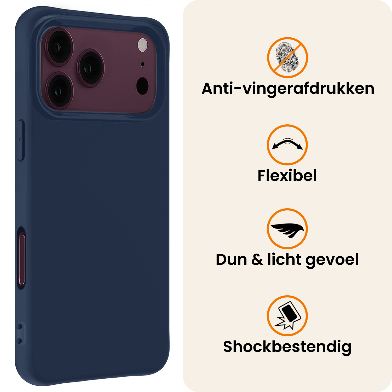 Nomfy Nomfy iPhone 18 Pro Max Hoesje Siliconen - Donkerblauw - 2 PACK