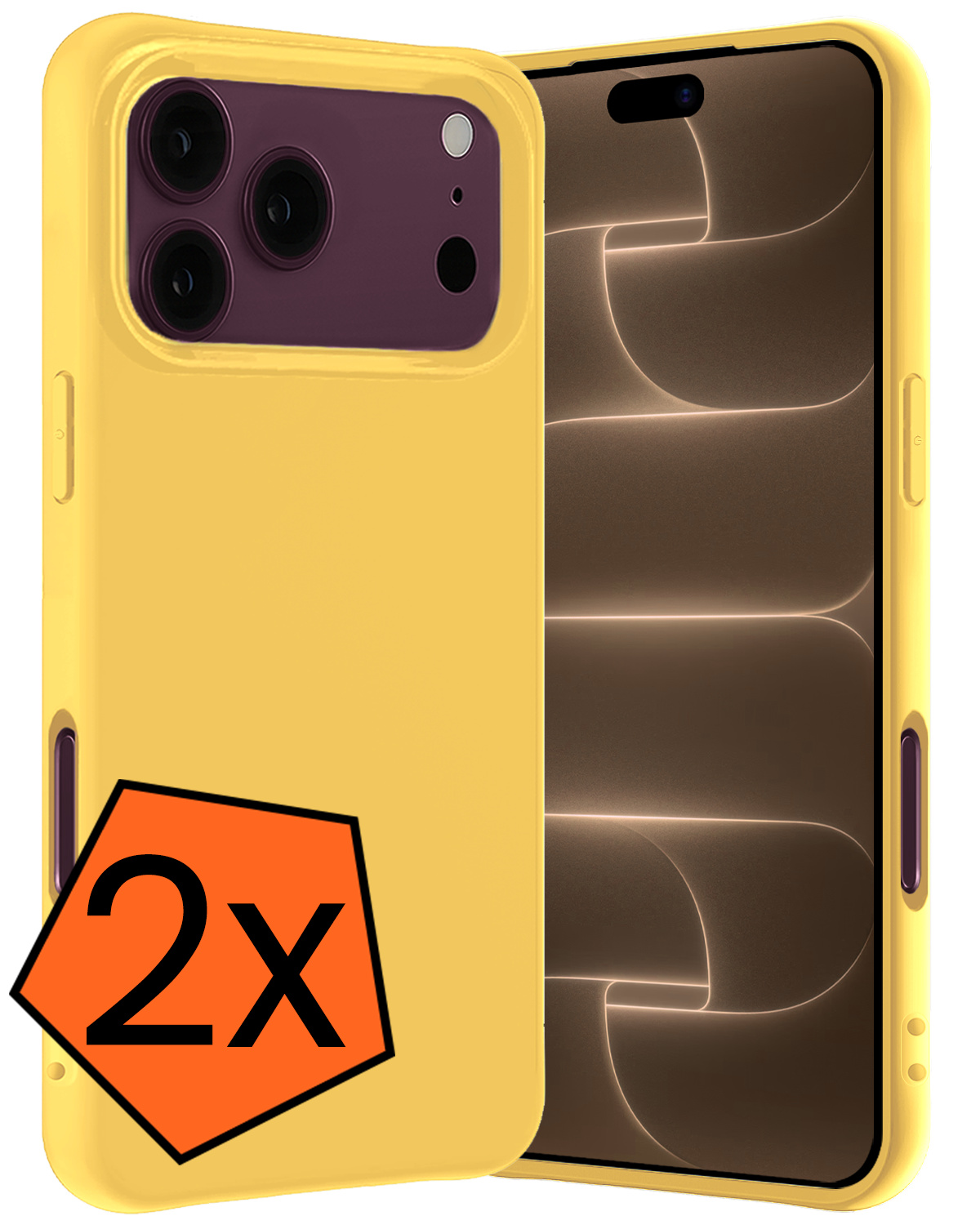 Nomfy Nomfy iPhone 18 Pro Max Hoesje Siliconen - Geel - 2 PACK