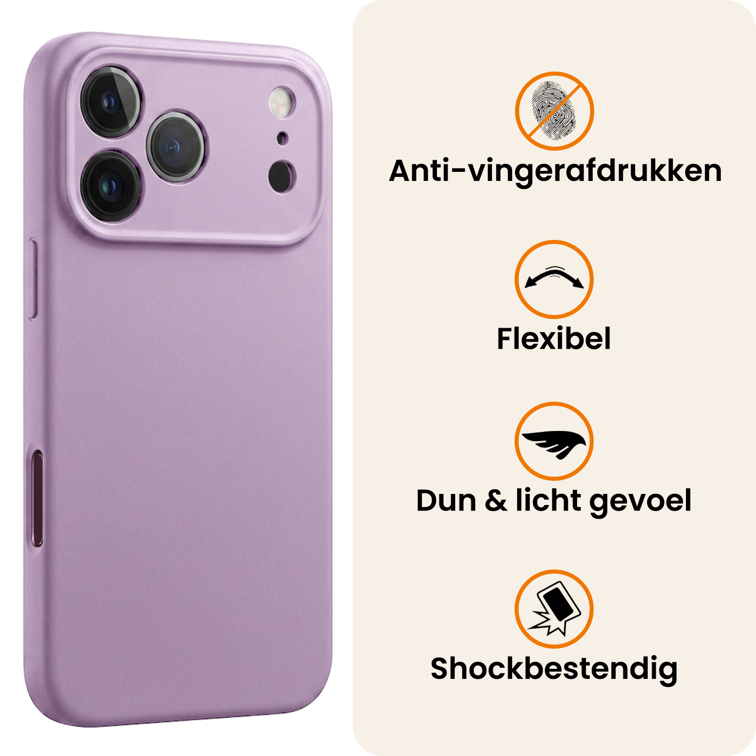 Nomfy Nomfy iPhone 18 Pro Max Hoesje Siliconen - Lila - 2 PACK
