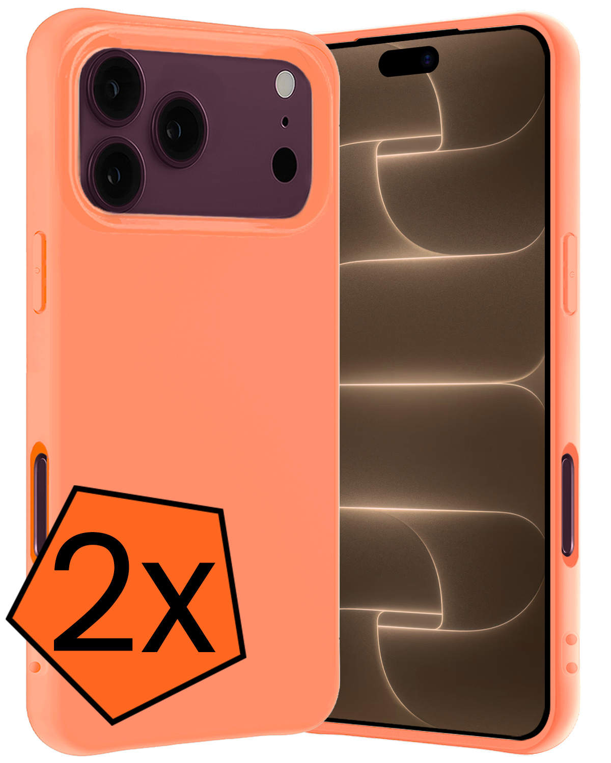 Nomfy Nomfy iPhone 18 Pro Max Hoesje Siliconen - Perzik - 2 PACK