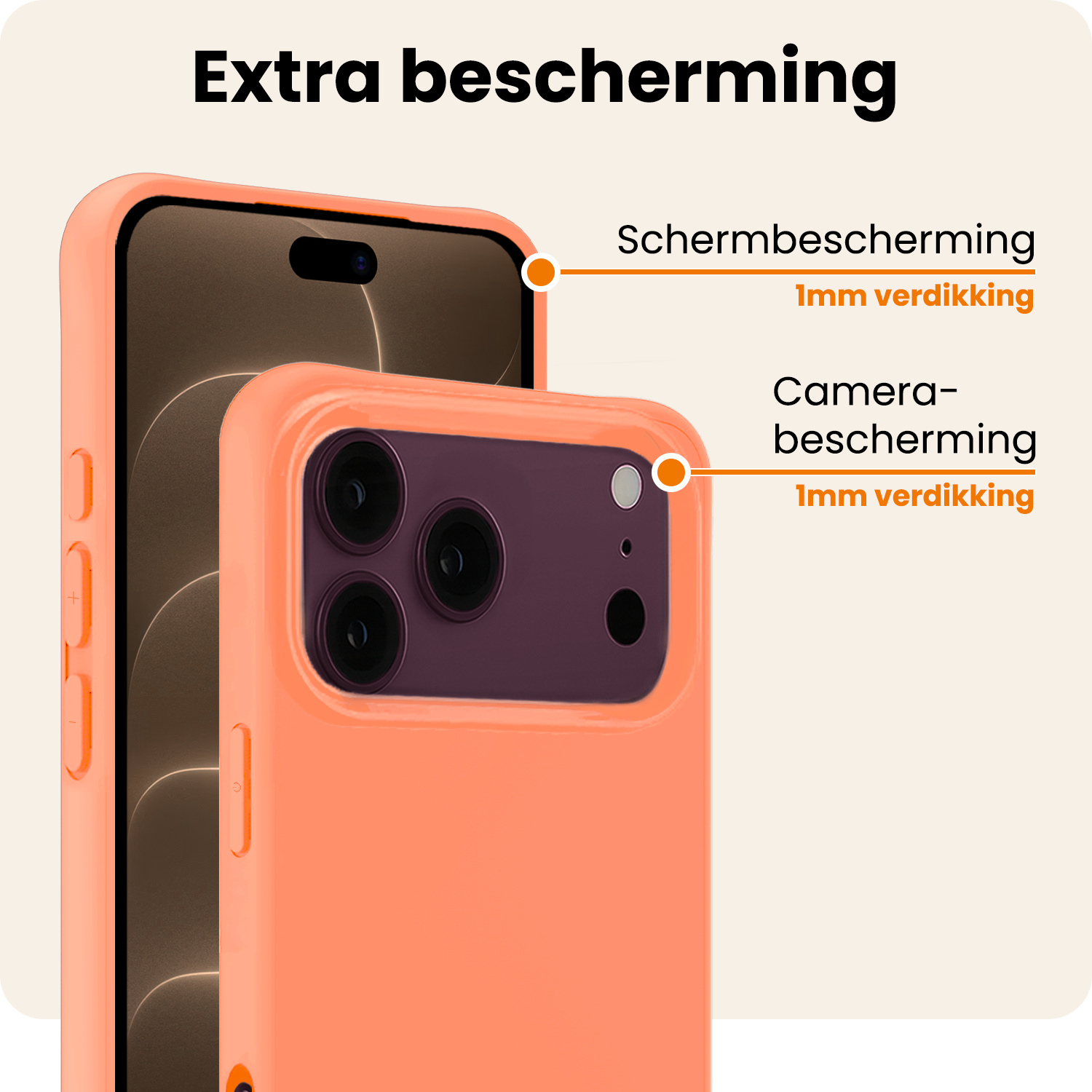 Nomfy Nomfy iPhone 18 Pro Max Hoesje Siliconen - Perzik - 2 PACK
