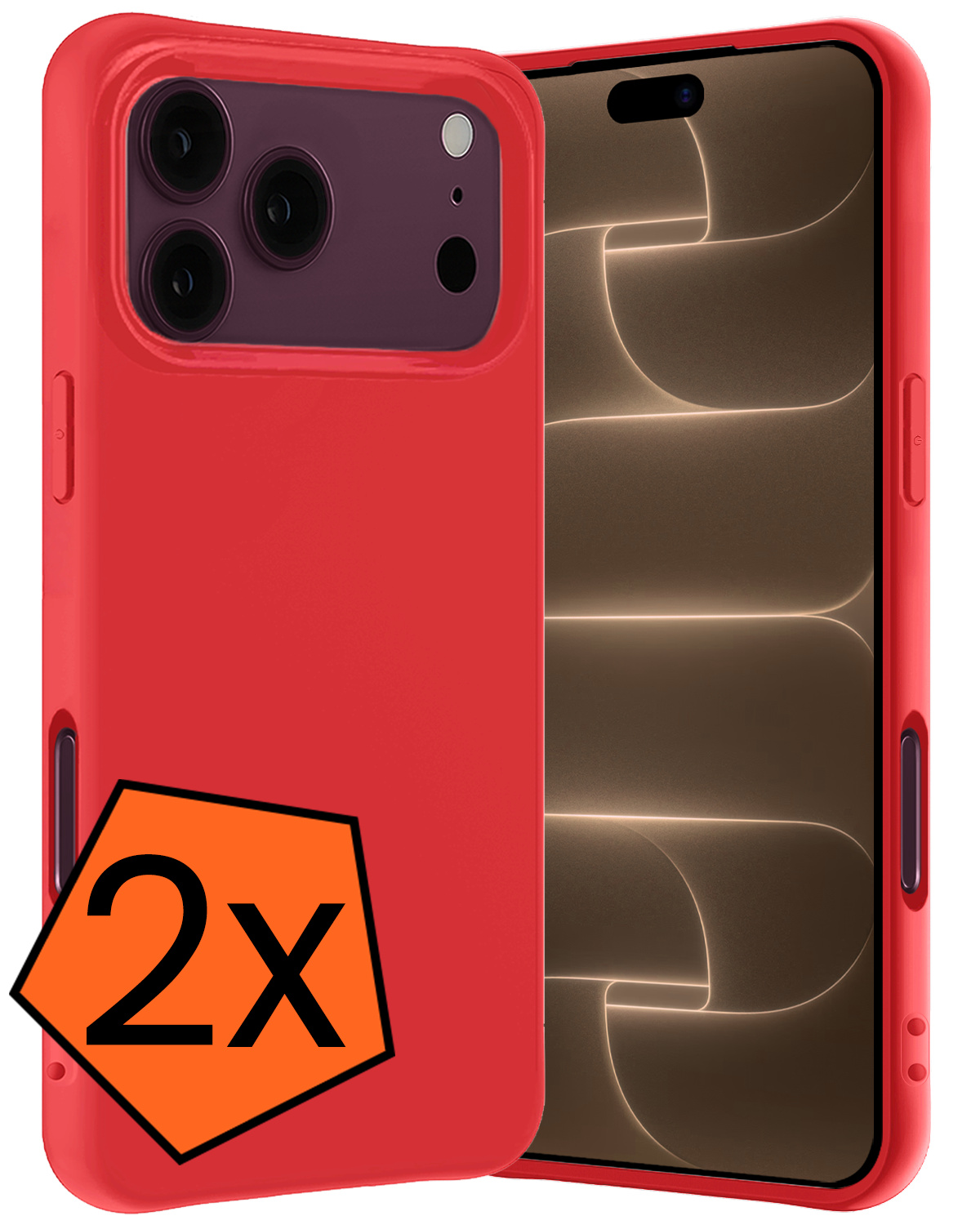 Nomfy Nomfy iPhone 18 Pro Max Hoesje Siliconen - Rood - 2 PACK