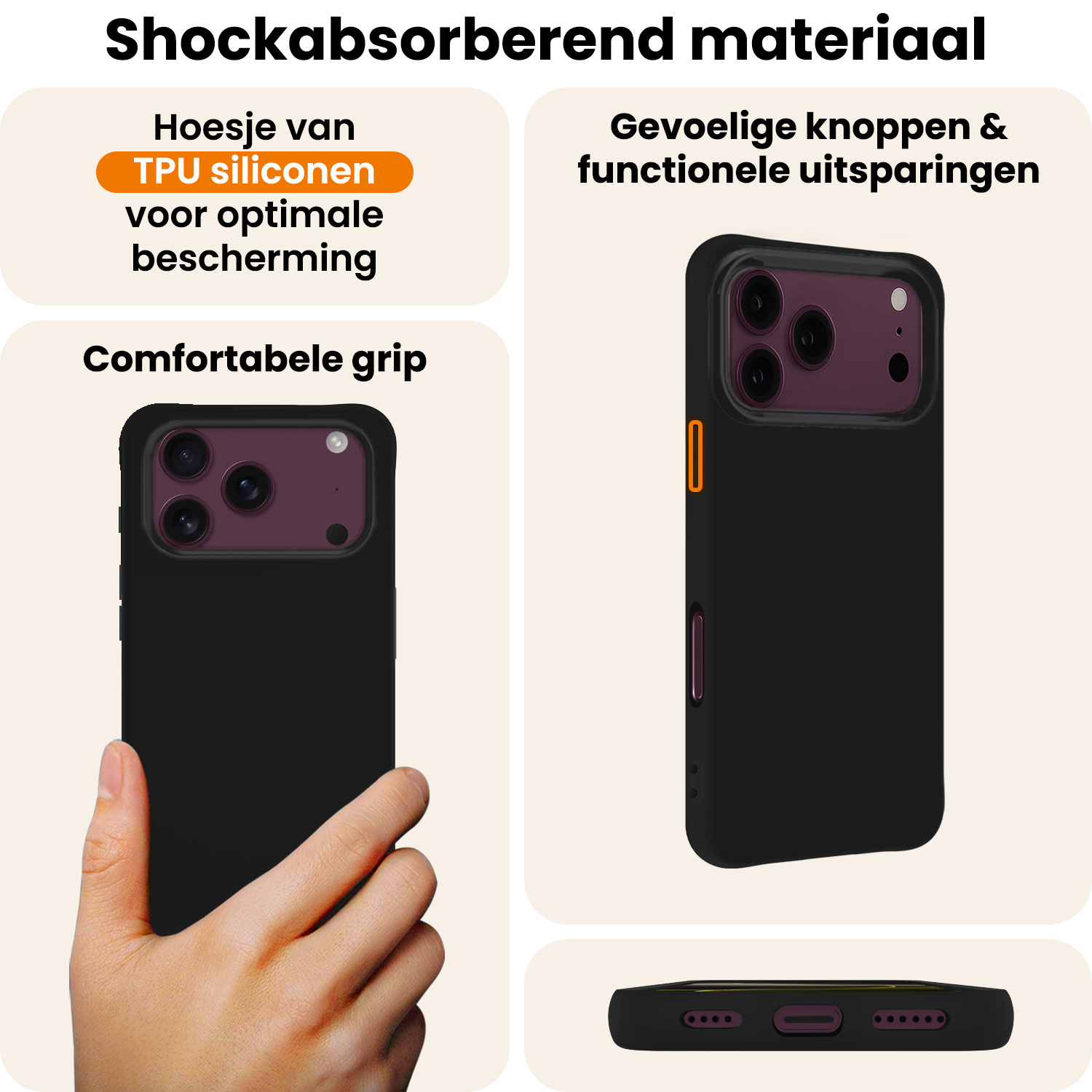 Nomfy Nomfy iPhone 18 Pro Max Hoesje Siliconen - Zwart - 2 PACK