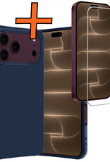 Nomfy Nomfy iPhone 18 Pro Max Hoesje Siliconen Met Screenprotector Met Dichte Notch - Donkerblauw