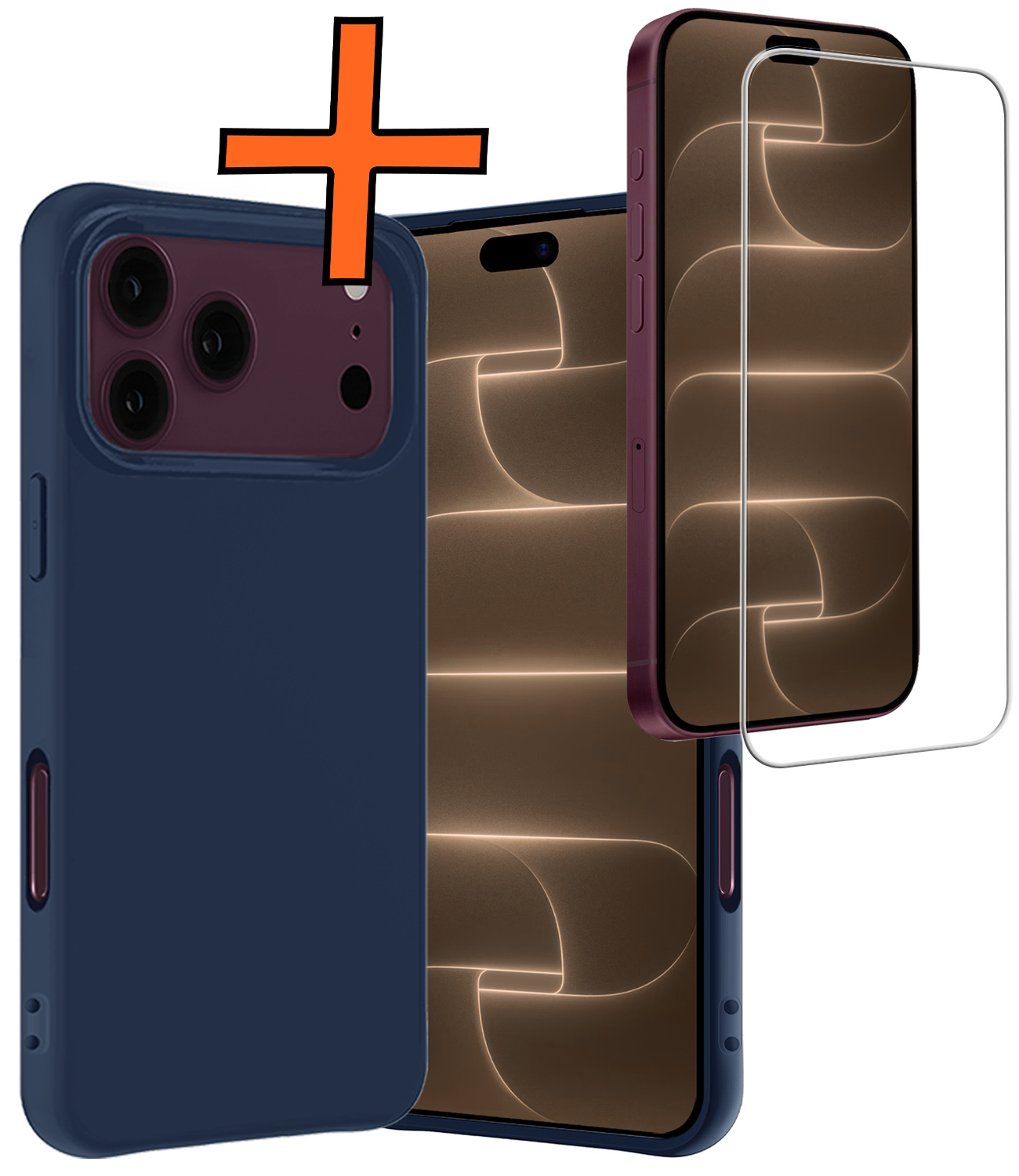 Nomfy Nomfy iPhone 18 Pro Max Hoesje Siliconen Met Screenprotector Met Dichte Notch - Donkerblauw
