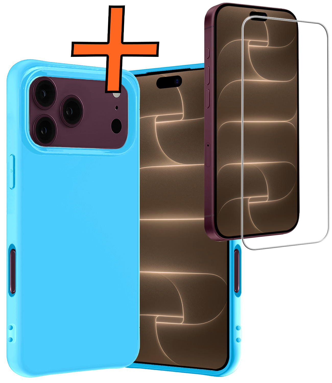 Nomfy Nomfy iPhone 18 Pro Max Hoesje Siliconen Met Screenprotector Met Dichte Notch - Lichtblauw