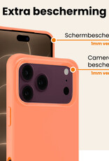 Nomfy Nomfy iPhone 18 Pro Max Hoesje Siliconen Met Screenprotector Met Dichte Notch - Perzik