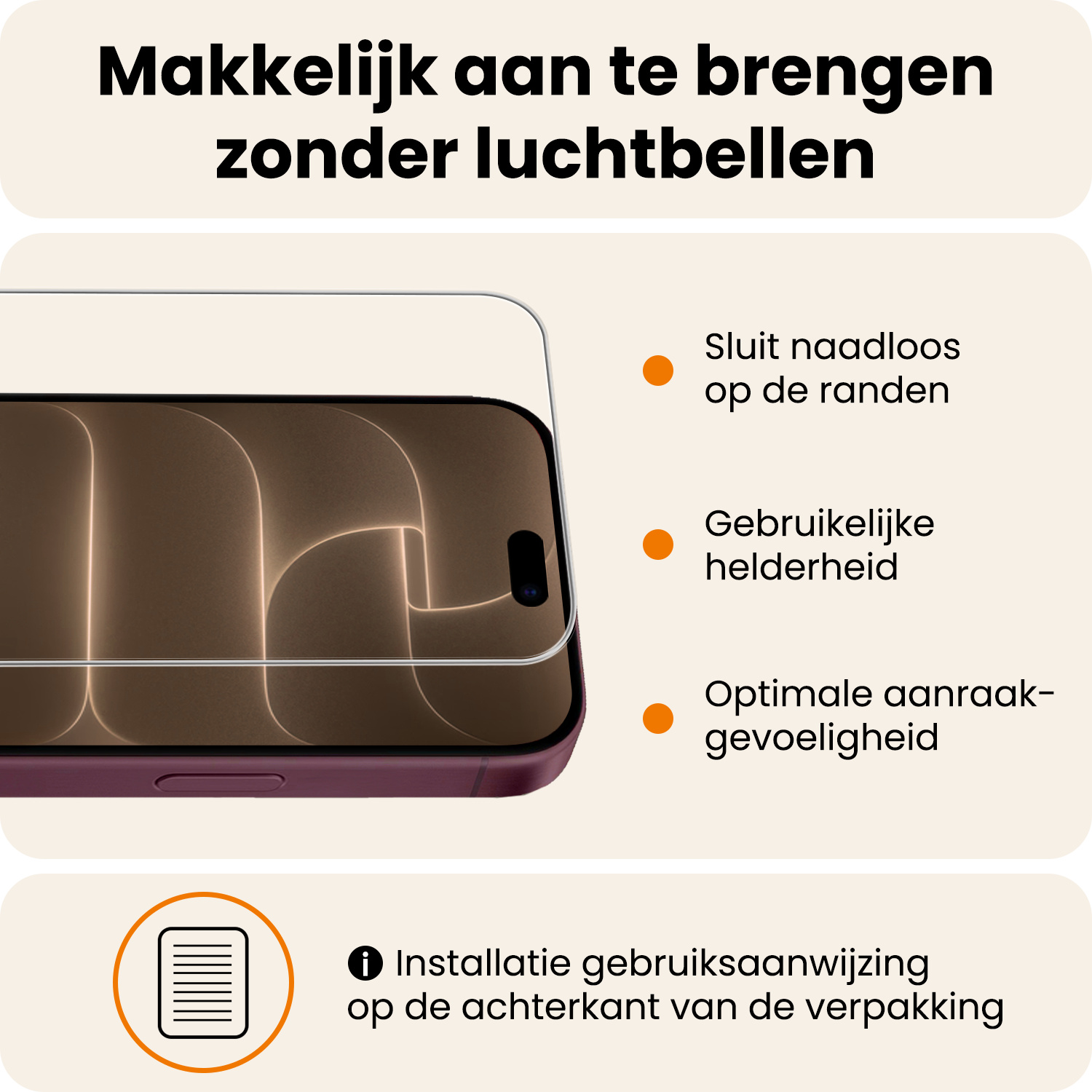 Nomfy Nomfy iPhone 18 Pro Max Hoesje Siliconen Met Screenprotector Met Dichte Notch - Perzik