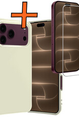 Nomfy Nomfy iPhone 18 Pro Max Hoesje Siliconen Met Screenprotector Met Dichte Notch - Wit