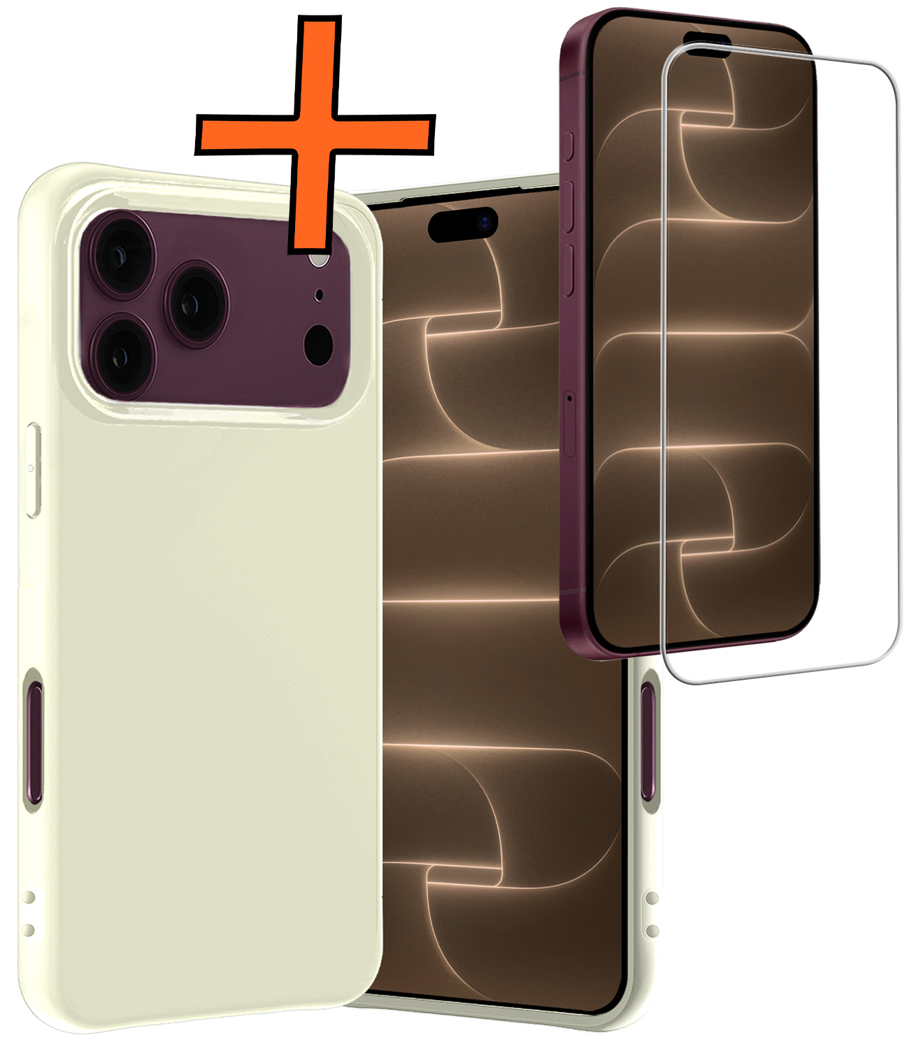 Nomfy Nomfy iPhone 18 Pro Max Hoesje Siliconen Met Screenprotector Met Dichte Notch - Wit